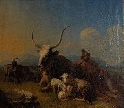 Eugne Joseph Verboeckhoven, Shepherd with animals in the countryside